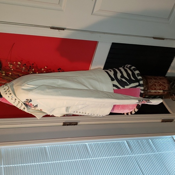 FF 💘VINTAGE EMBROIDERED FLORAL BOHO SOHO CHIC STUDDED BLAZER MOTORCYCLE JACKET - Picture 7 of 14